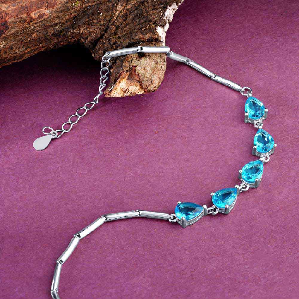 Silver Sky Blue Pretty Bracelet