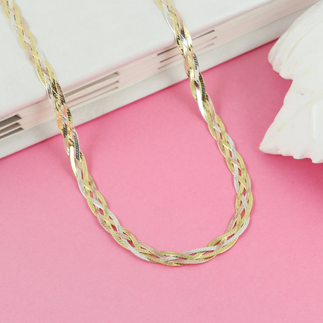 Silver Braided Tri Color Chain