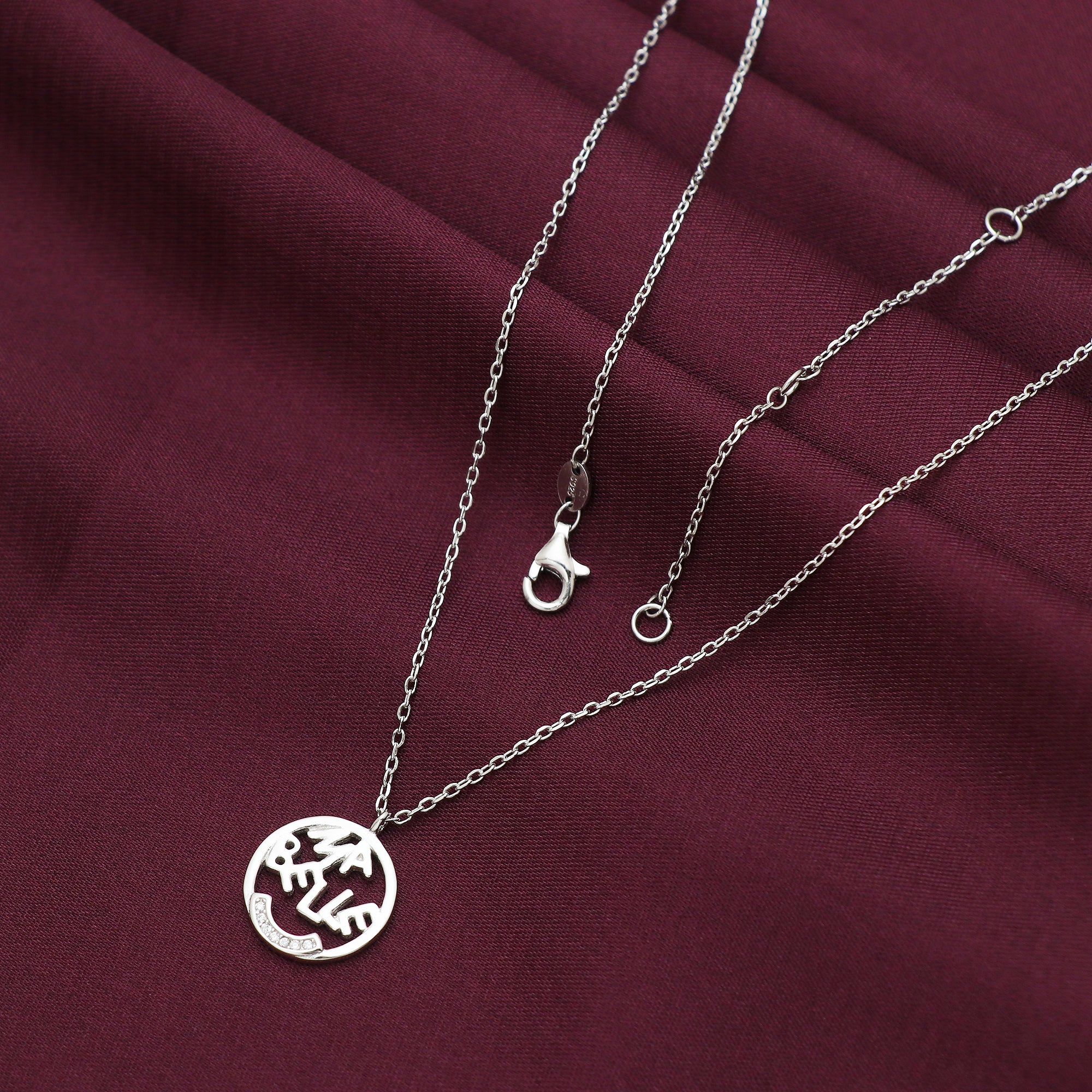 Silver Luna Lattice Chain Pendant