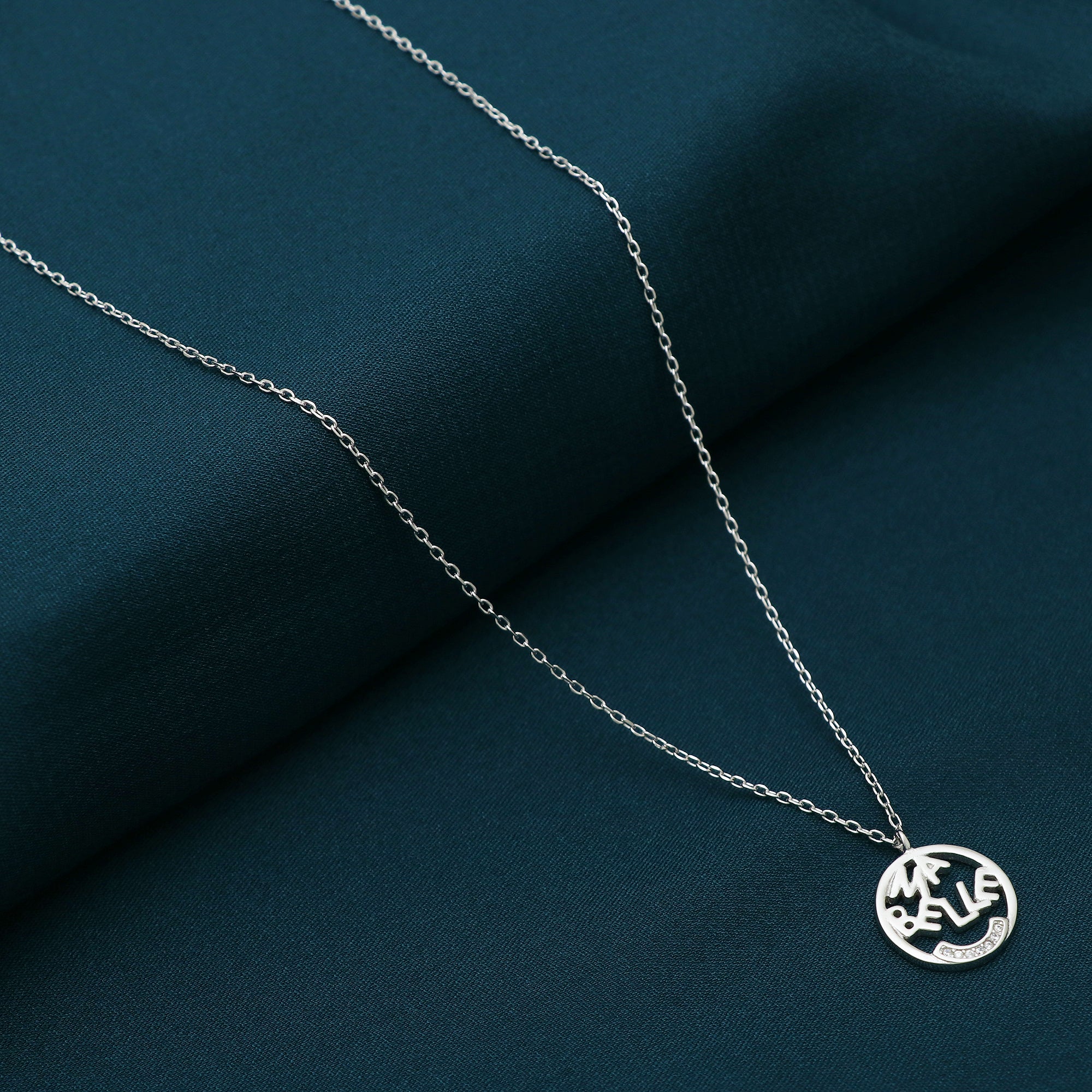 Silver Luna Lattice Chain Pendant