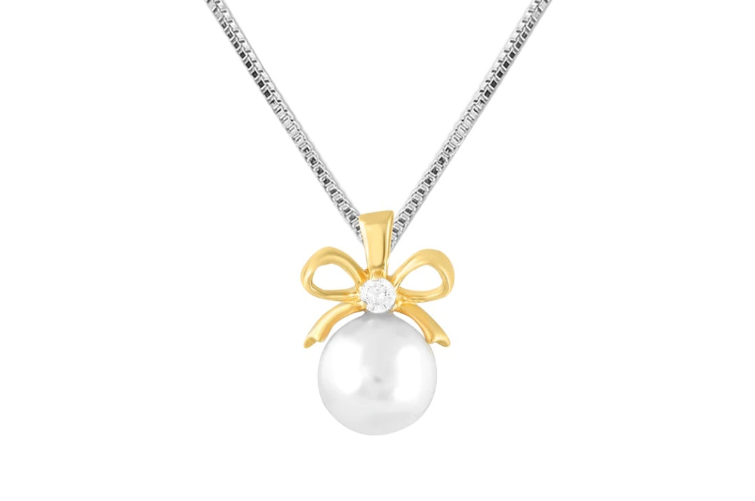 Silver Pearl Golden Pearl Chain Pendant