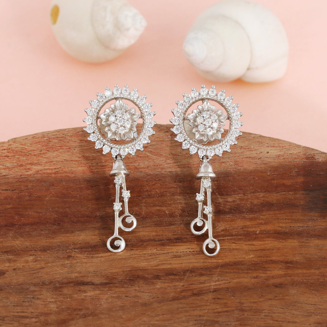 Silver  Regal Blossom Dangler Earrings