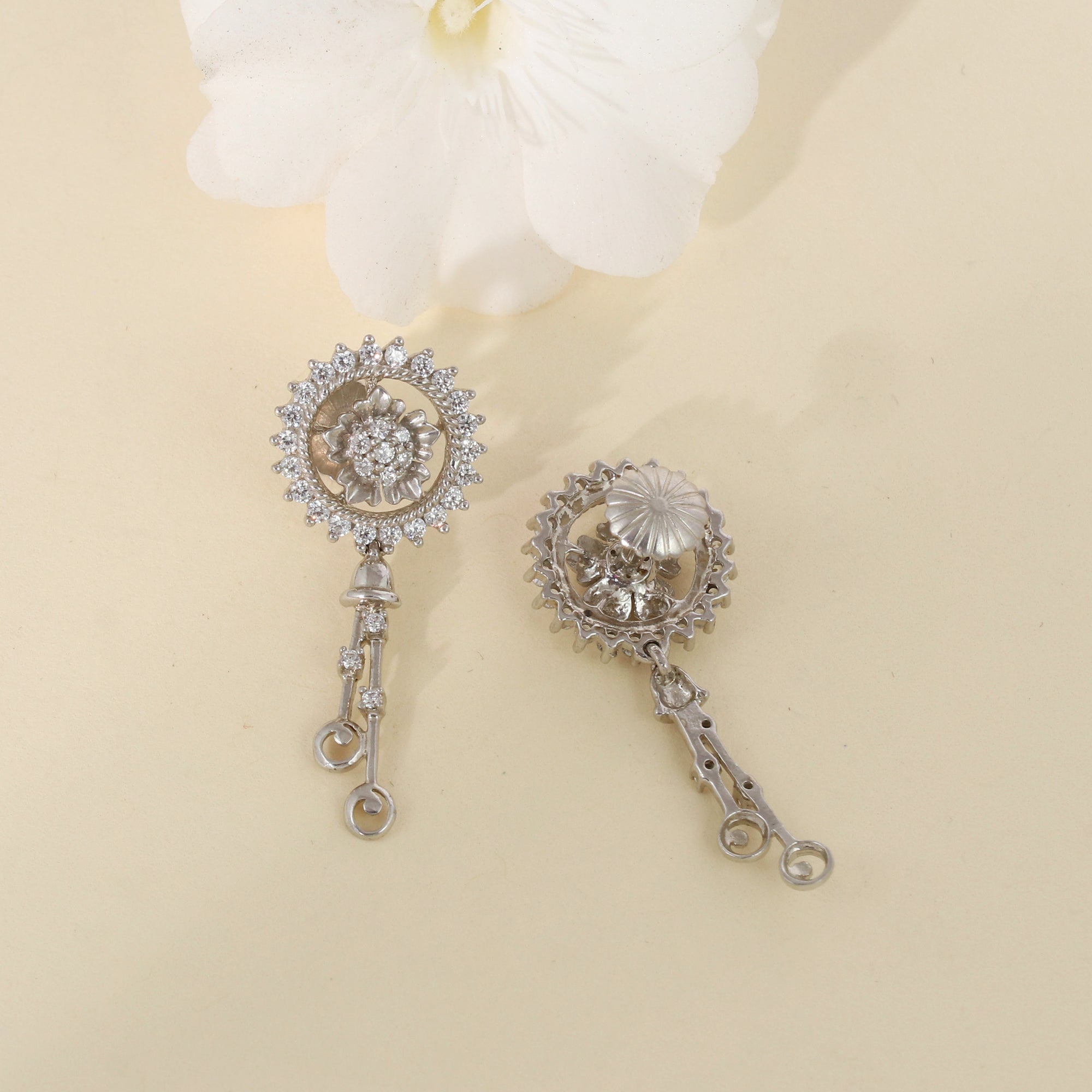 Silver  Regal Blossom Dangler Earrings