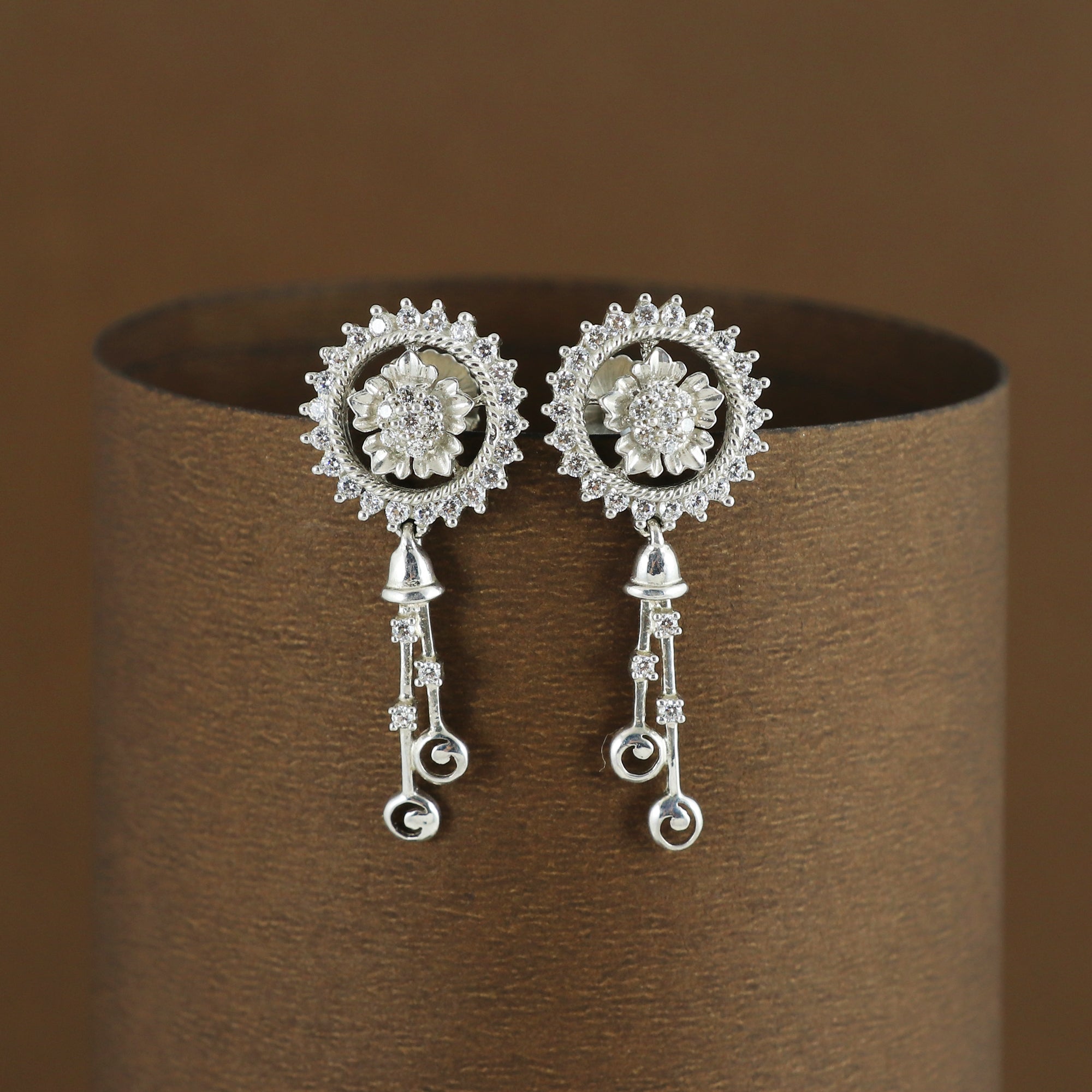 Silver  Regal Blossom Dangler Earrings