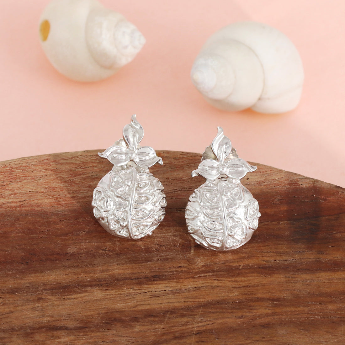 Silver Pineapple Charm Studs