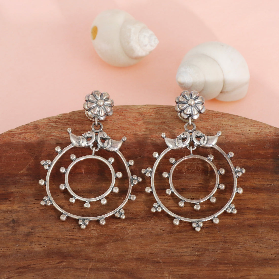 Silver Tribal Hoop Earrings