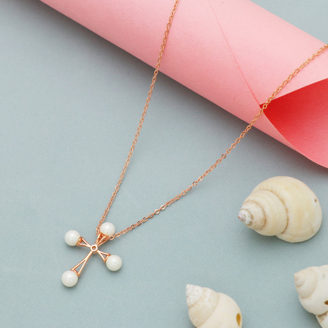 Silver Rosegold Moonstone Chain Pendant