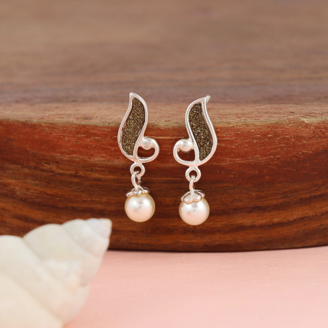 Golden Grace  Silver Earrings