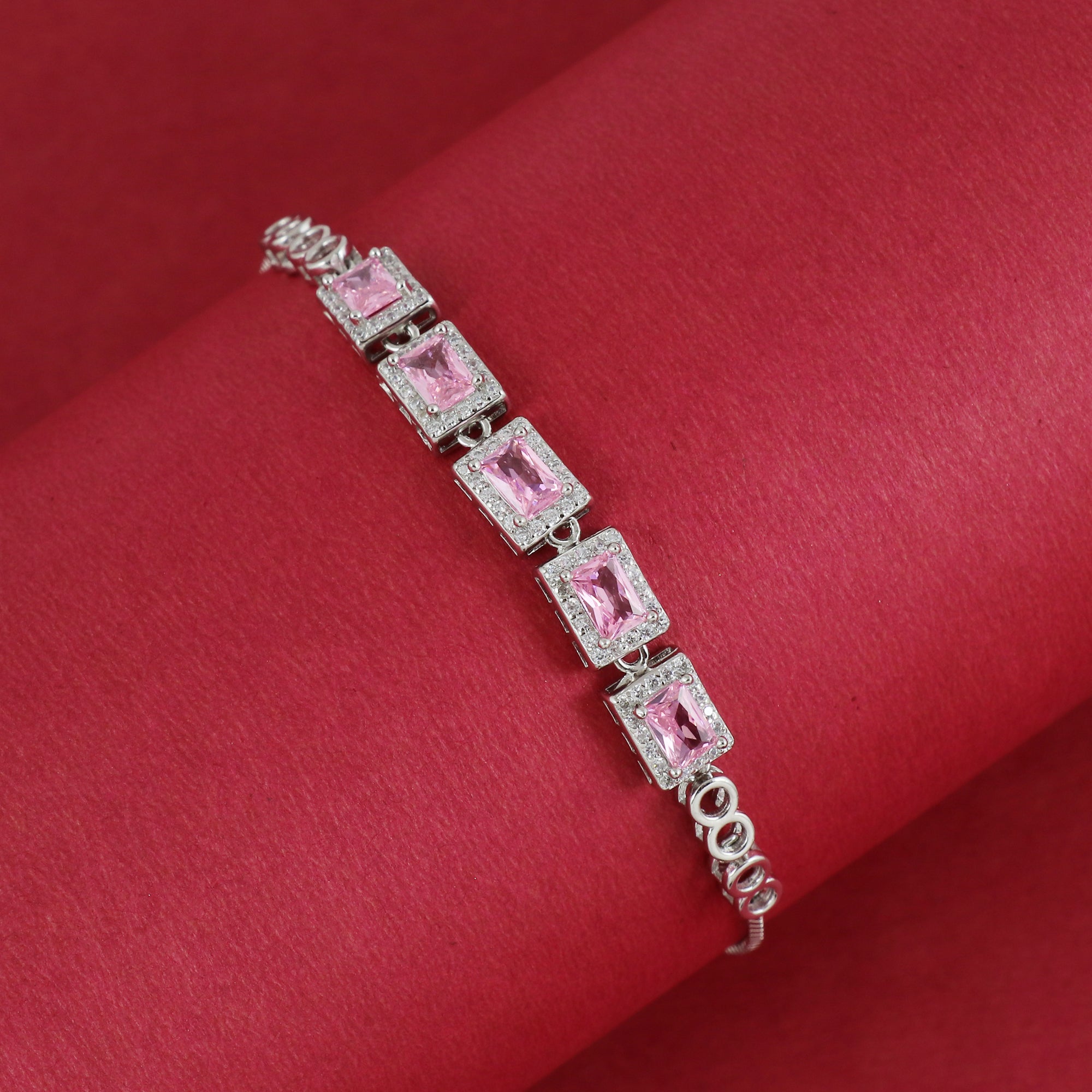 Silver Pink Velvet Dream Bracelet