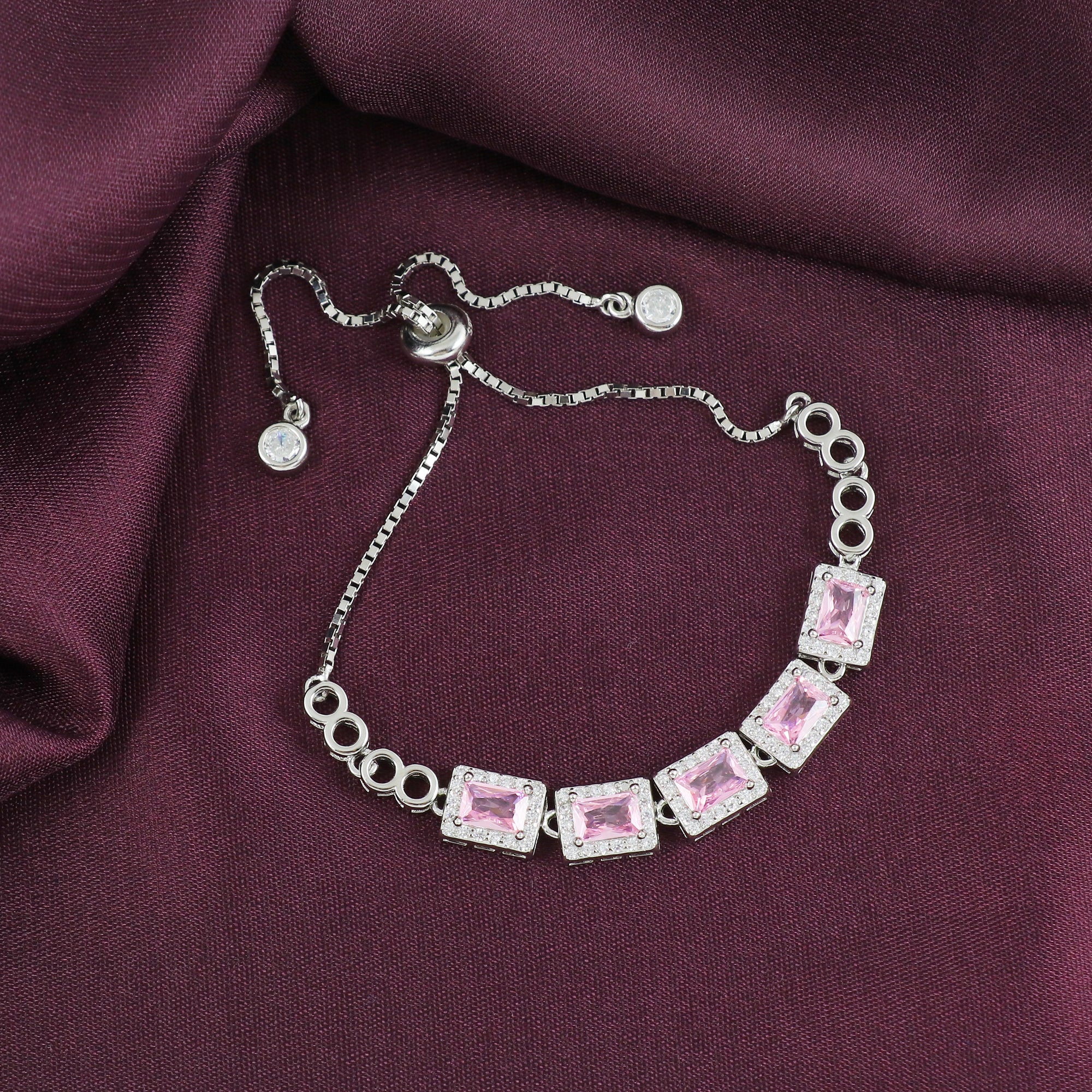 Silver Pink Velvet Dream Bracelet