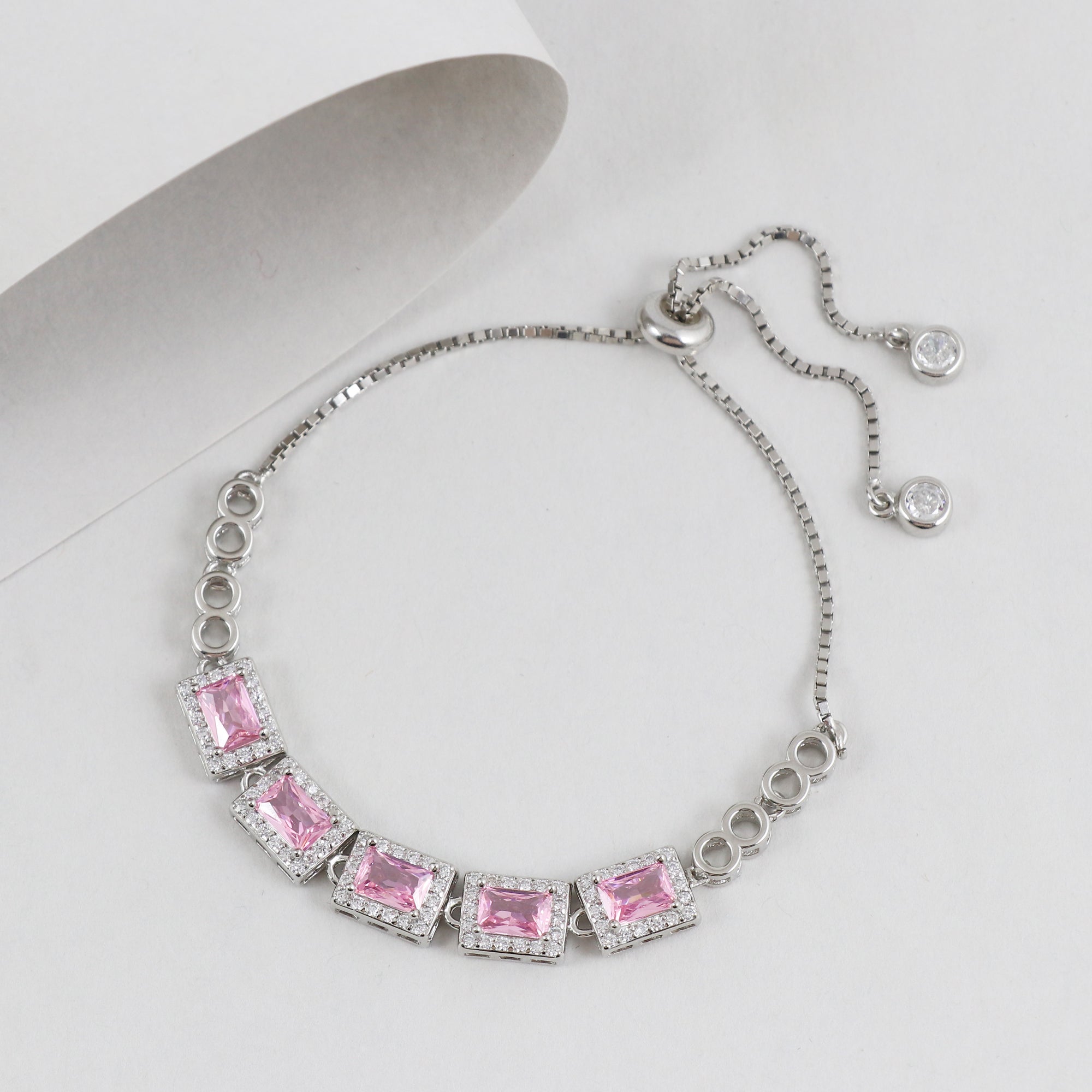 Silver Pink Velvet Dream Bracelet