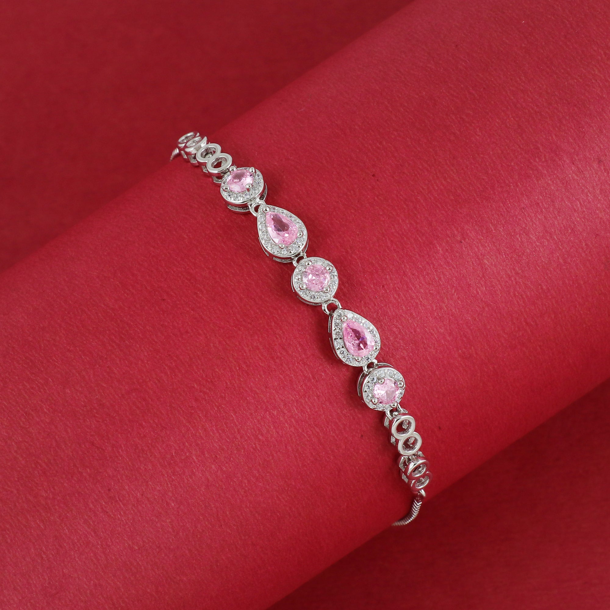 Silver Rosy Ember Bracelet