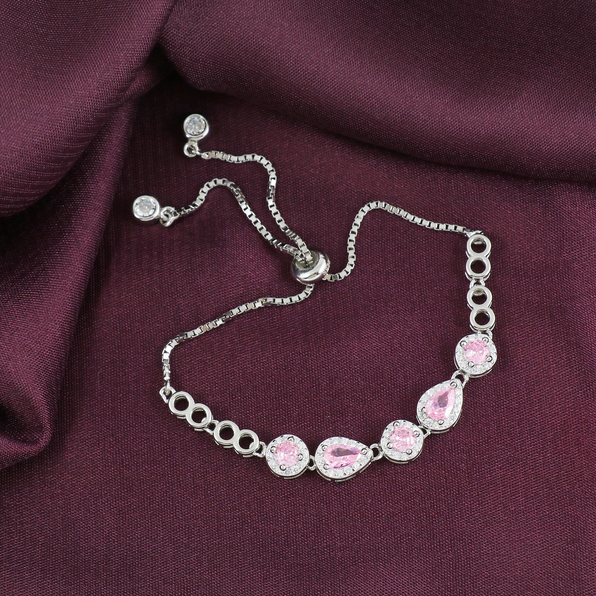 Silver Rosy Ember Bracelet