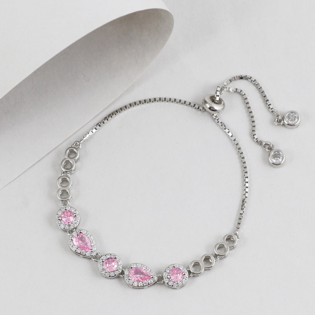 Silver Rosy Ember Bracelet