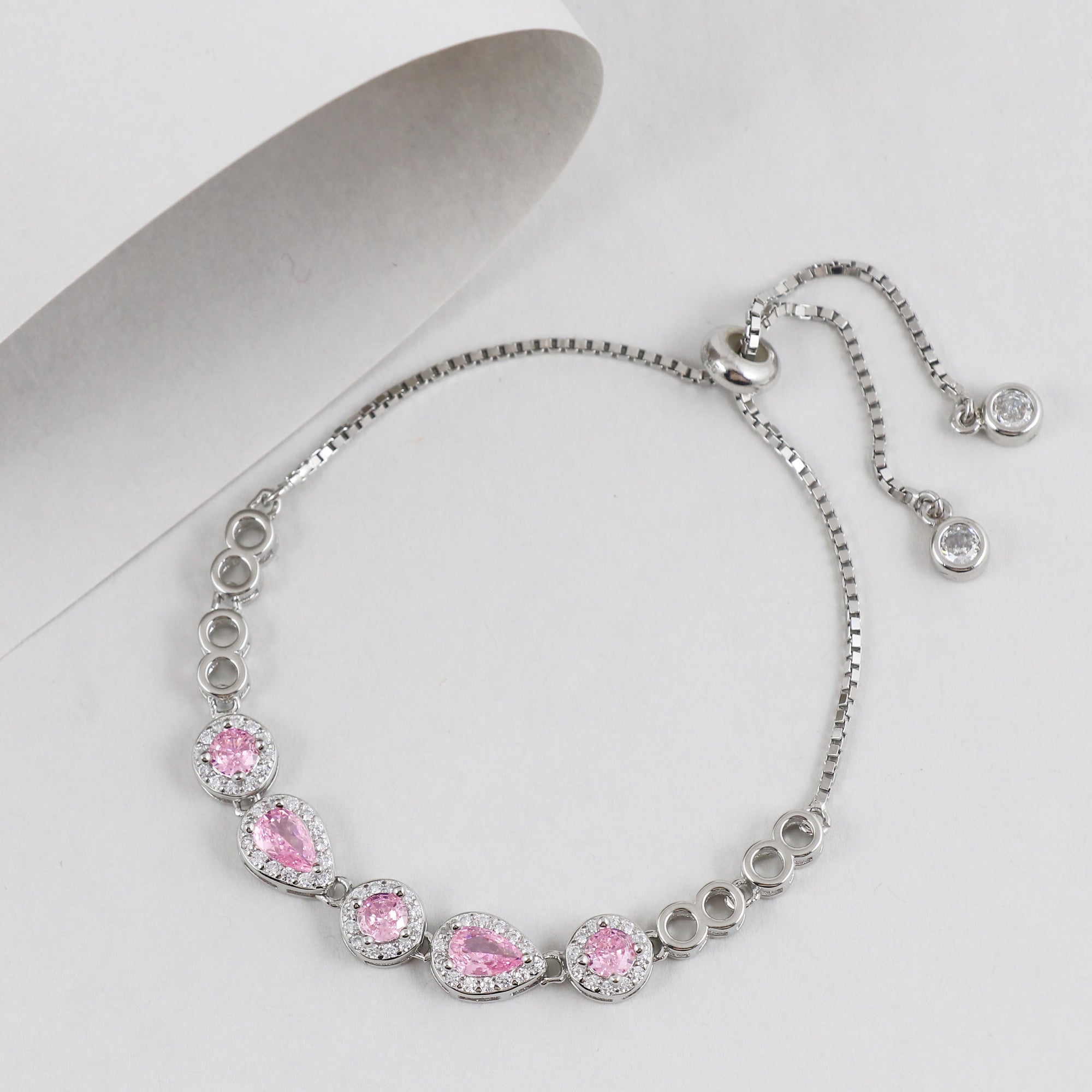 Silver Rosy Ember Bracelet