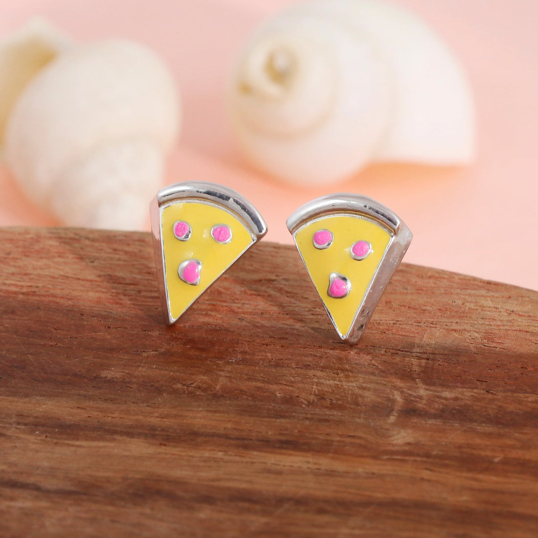 Silver Pizza Slice Studs