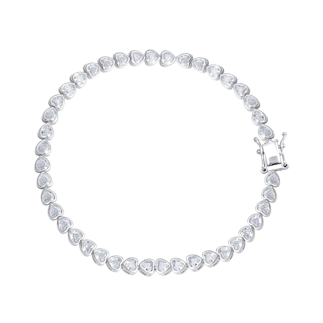 Silver Heart Love Tennis Bracelet