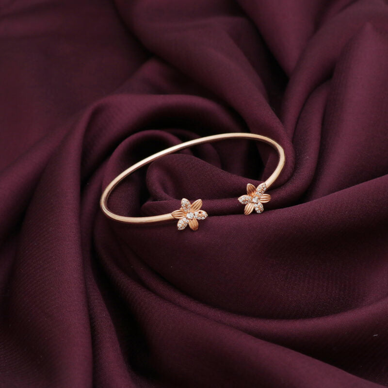 Silver Rose Gold Flower bangle