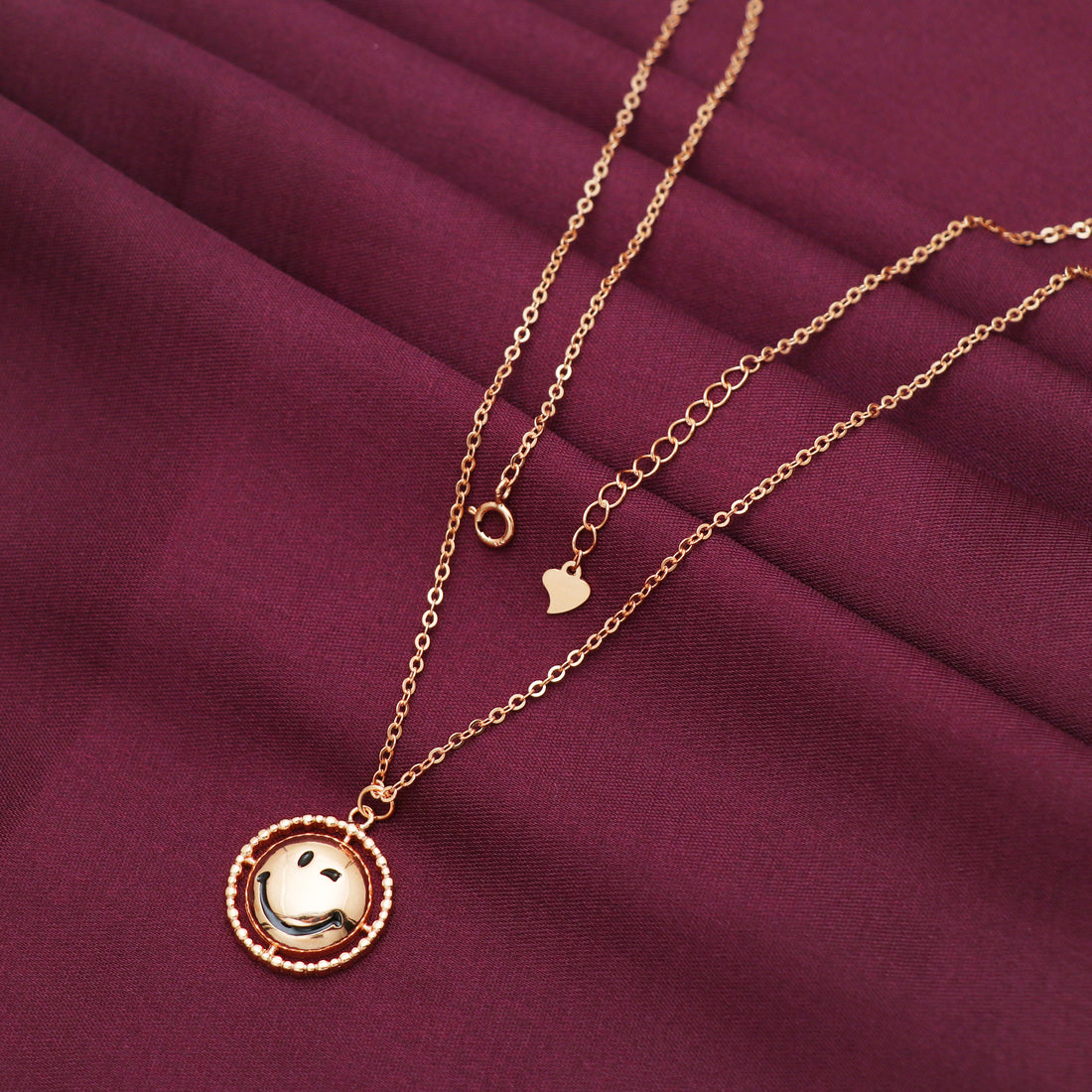 Silver Rosegold Smiley Chain Pendant