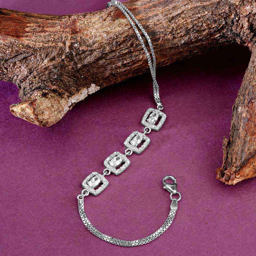 Silver Solitaire Bold Bracelet