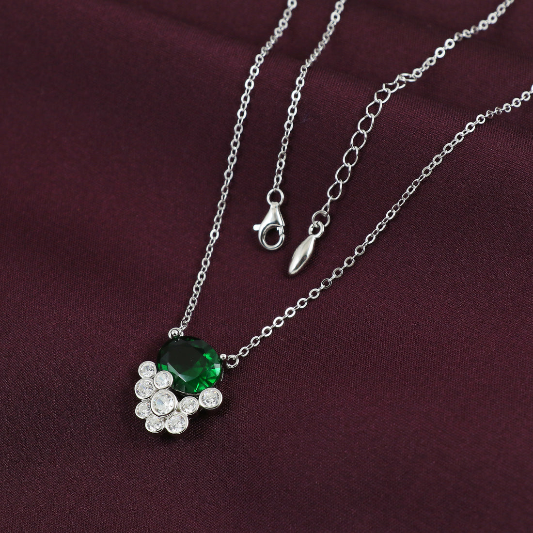 Silver Emerald Bloom Pendant