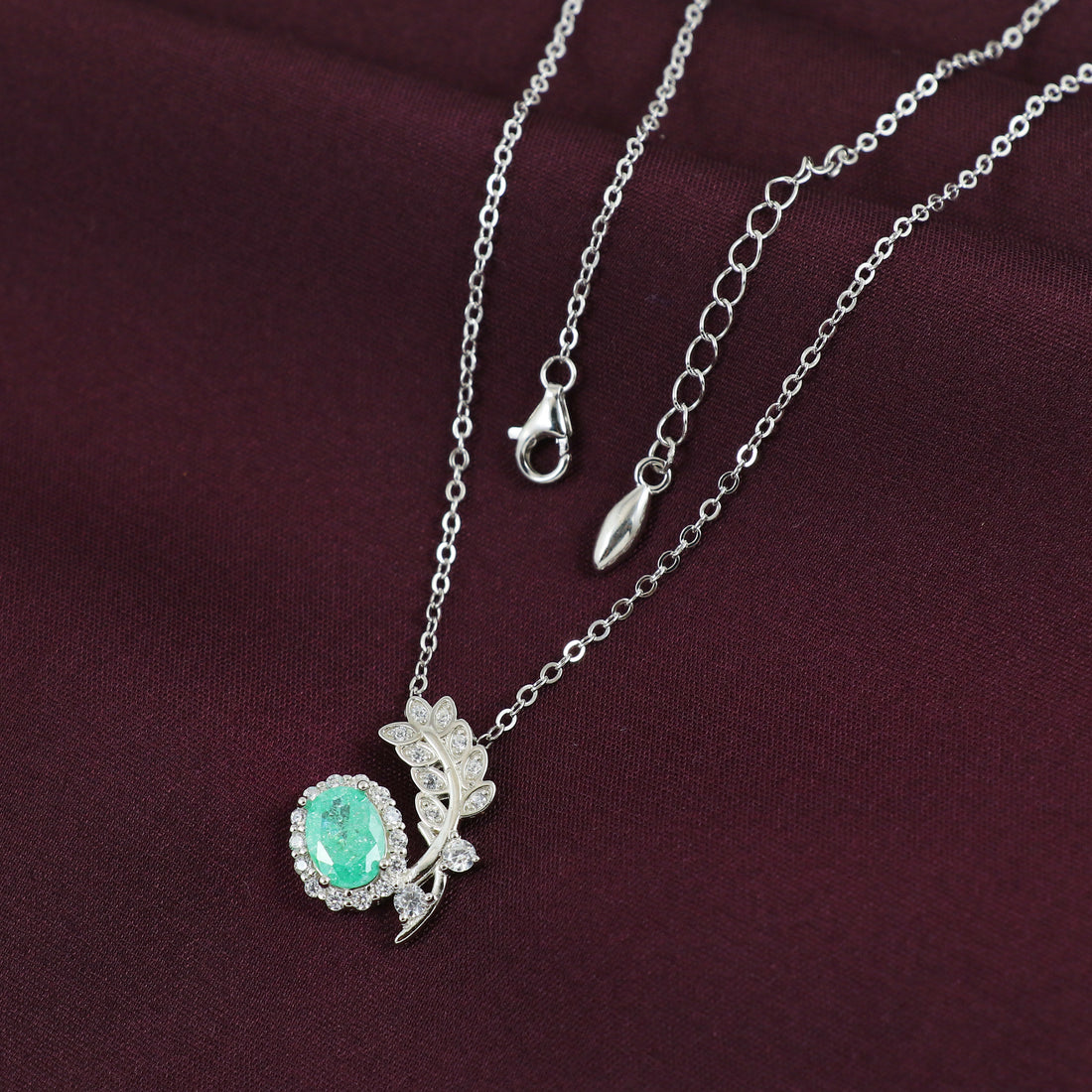 Silver Mint Leaf Elegance Pendant