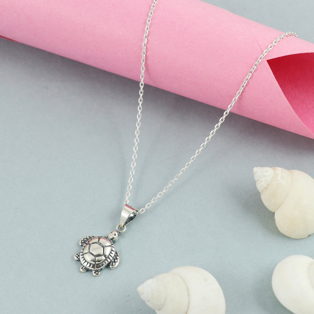 Silver Tide Turtle Chain Pendant