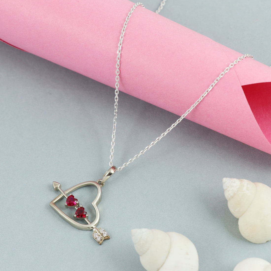 Silver Cupid’s Heart Chain Pendant