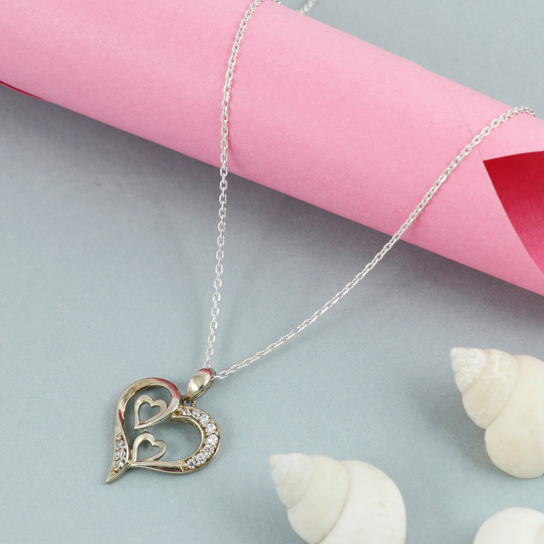 Silver Triple Love Spark Chain Pendant