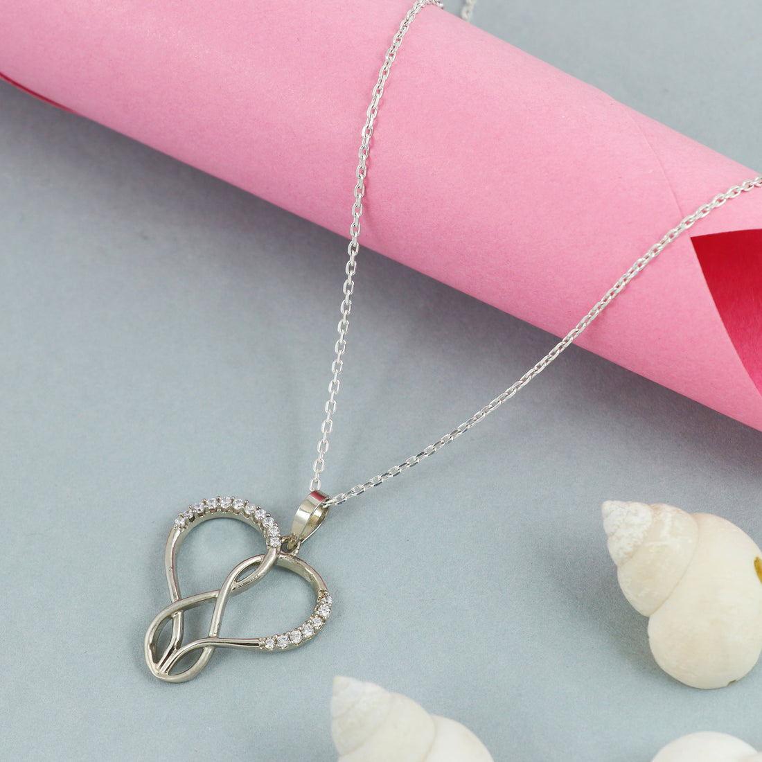 Silver Infinity Heart Chain Pendant
