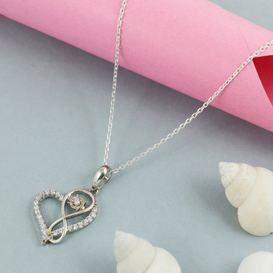 Silver Infinity Heart Sparkle Pendant
