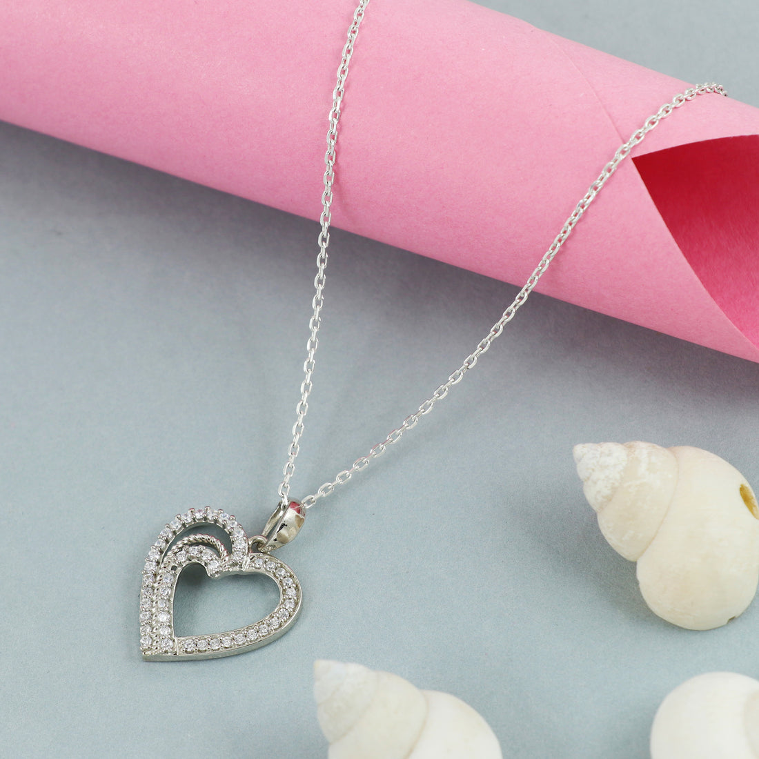 Silver Radiant Heartbeat Chain Pendant