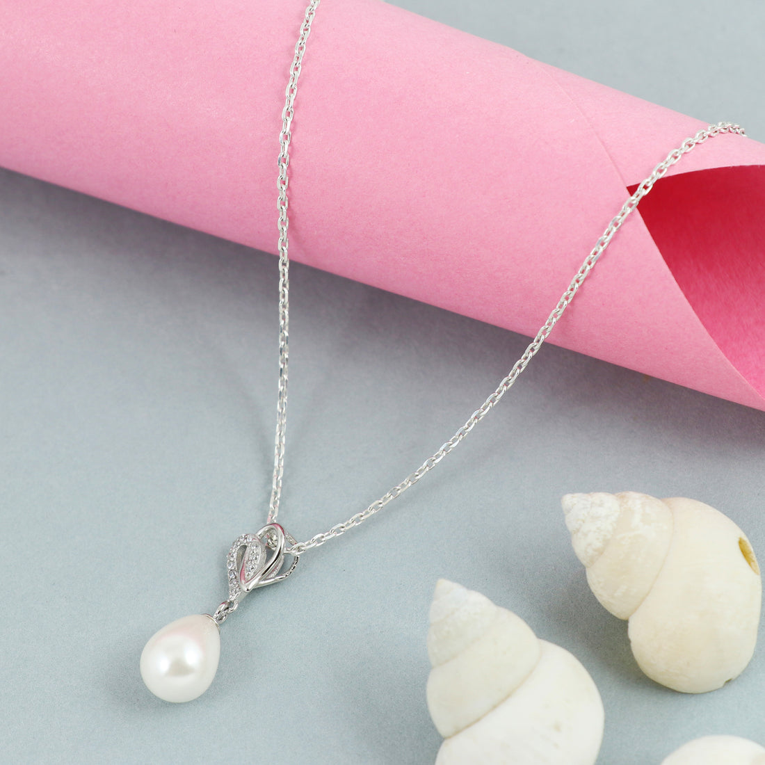 Silver Elegance Pearl Chain Pendant