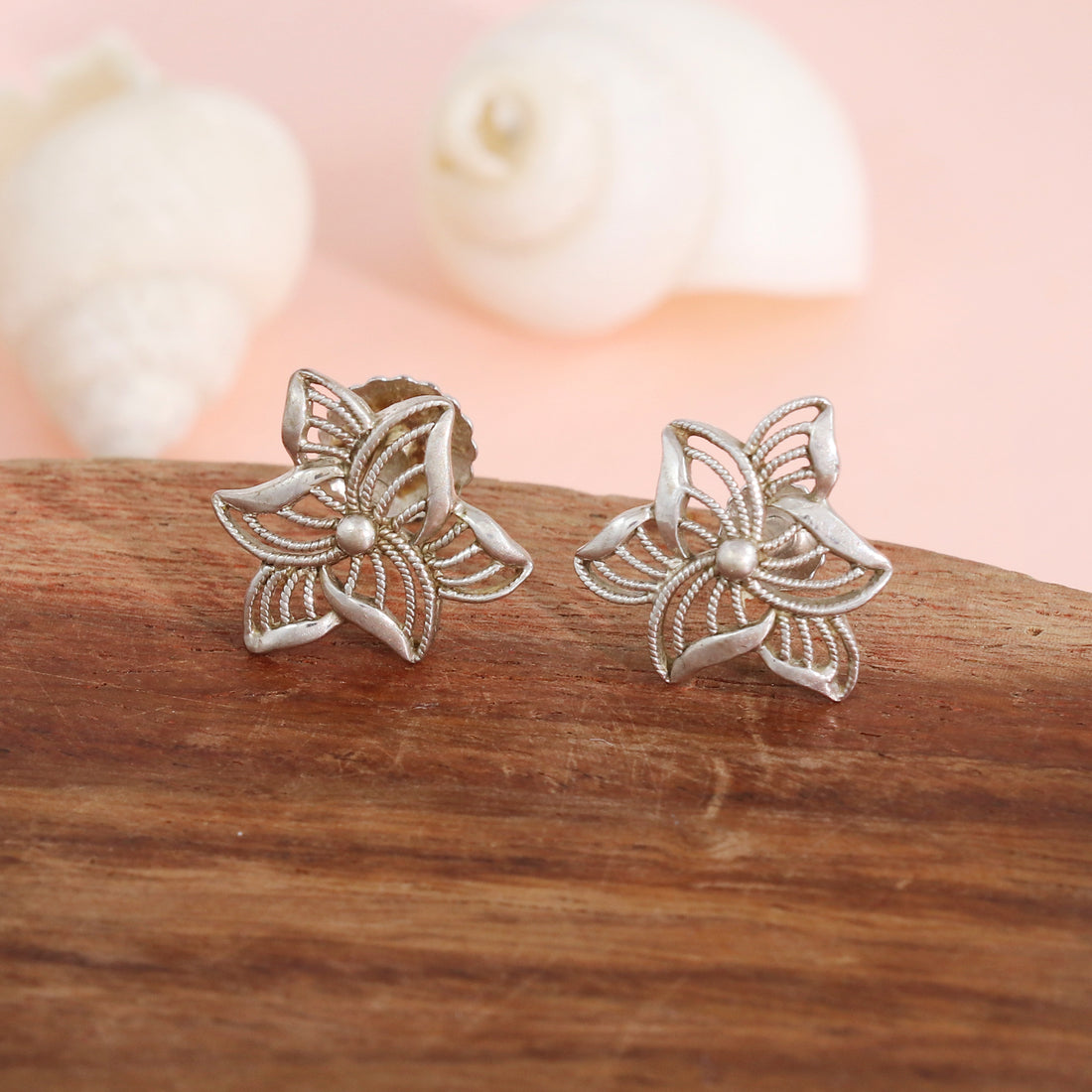 Silver Filigree Bloom Studs
