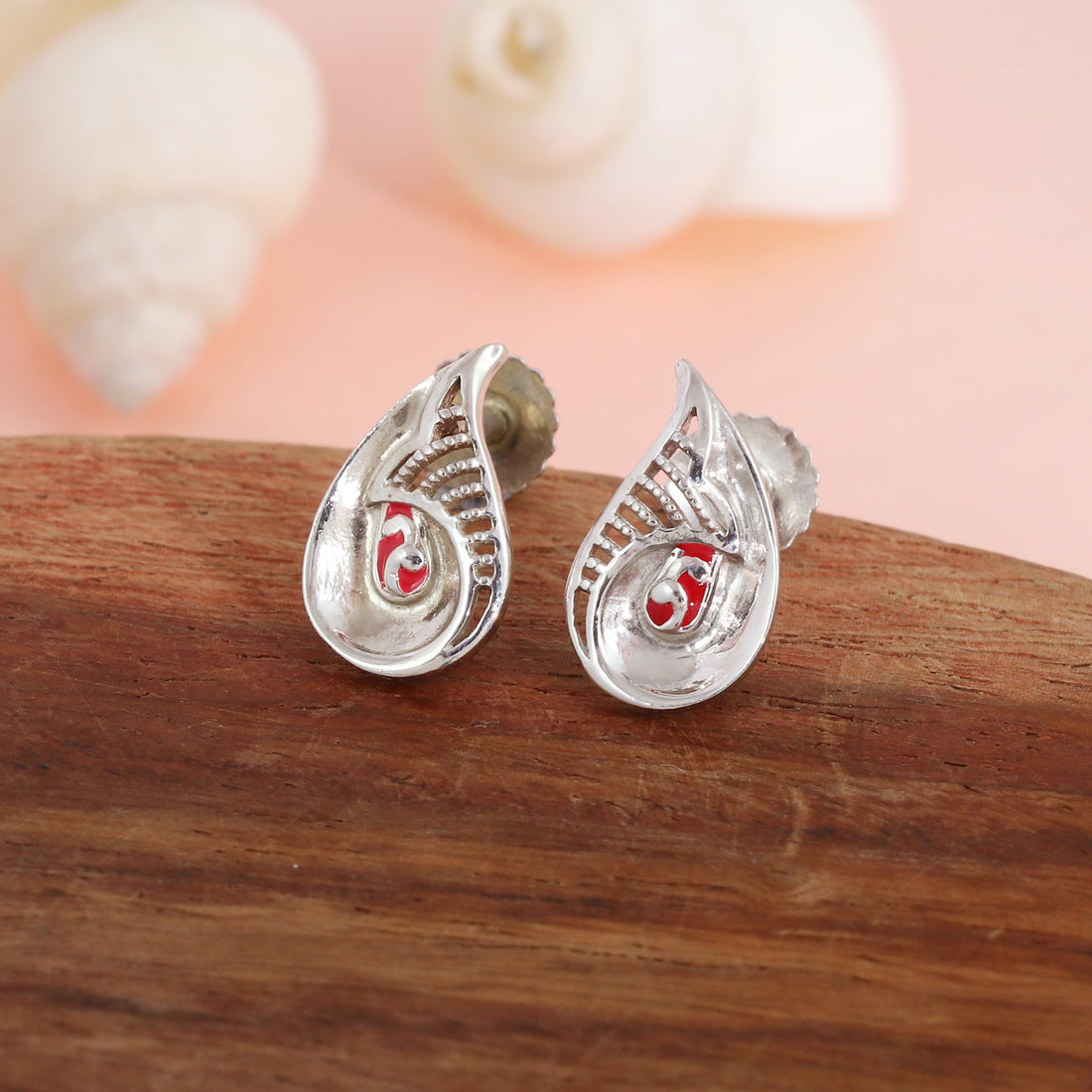 Silver Scarlet Swirl Drops