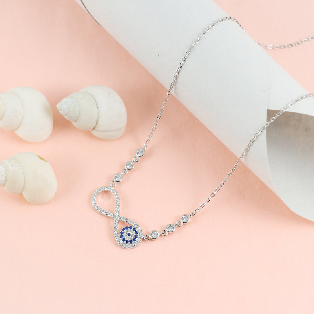 Silver Infinity Evil Eye Pendant
