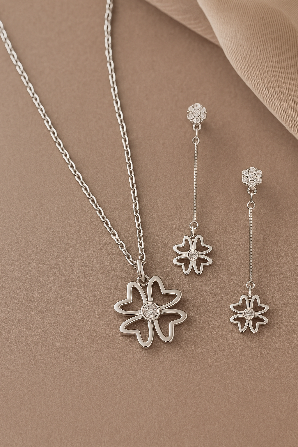 Silver Heavenly Blossom Pendant Set