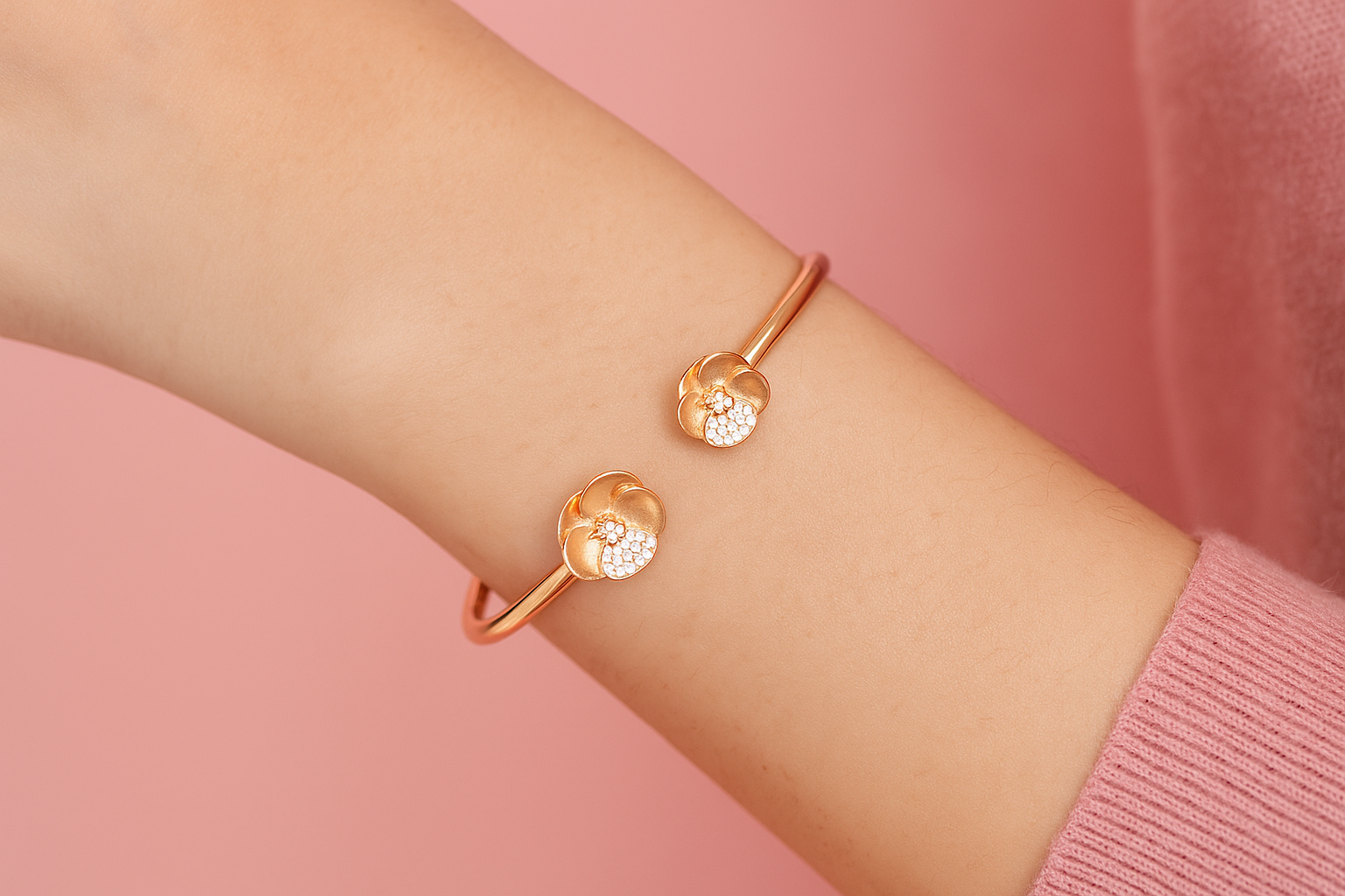 Silver Rose Gold Love Bangle
