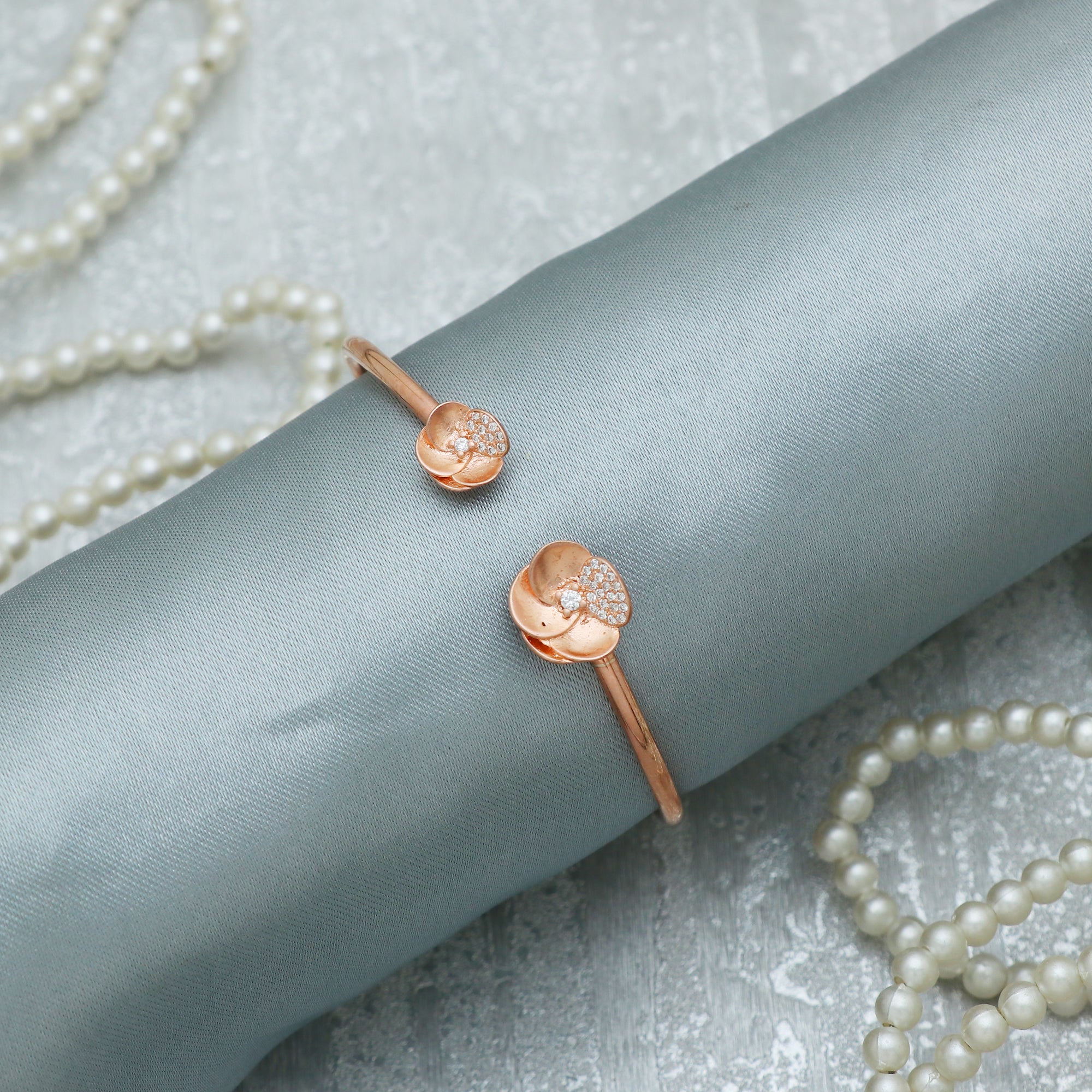 Silver Rose Gold Love Bangle