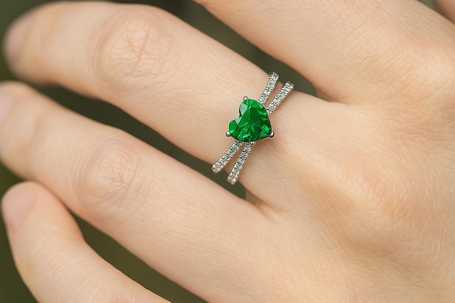 Emerald Heart Spark Ring