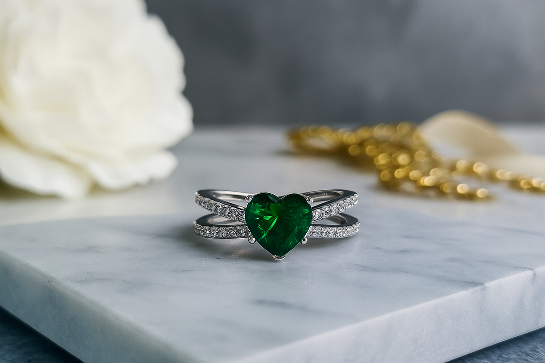 Emerald Heart Spark Ring