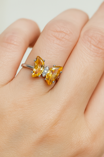 Golden Butterfly Charm Ring