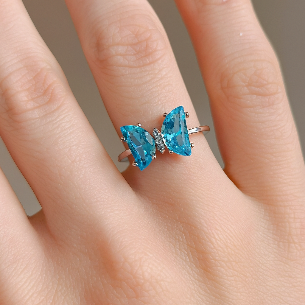 Azure Butterfly Sparkle Ring