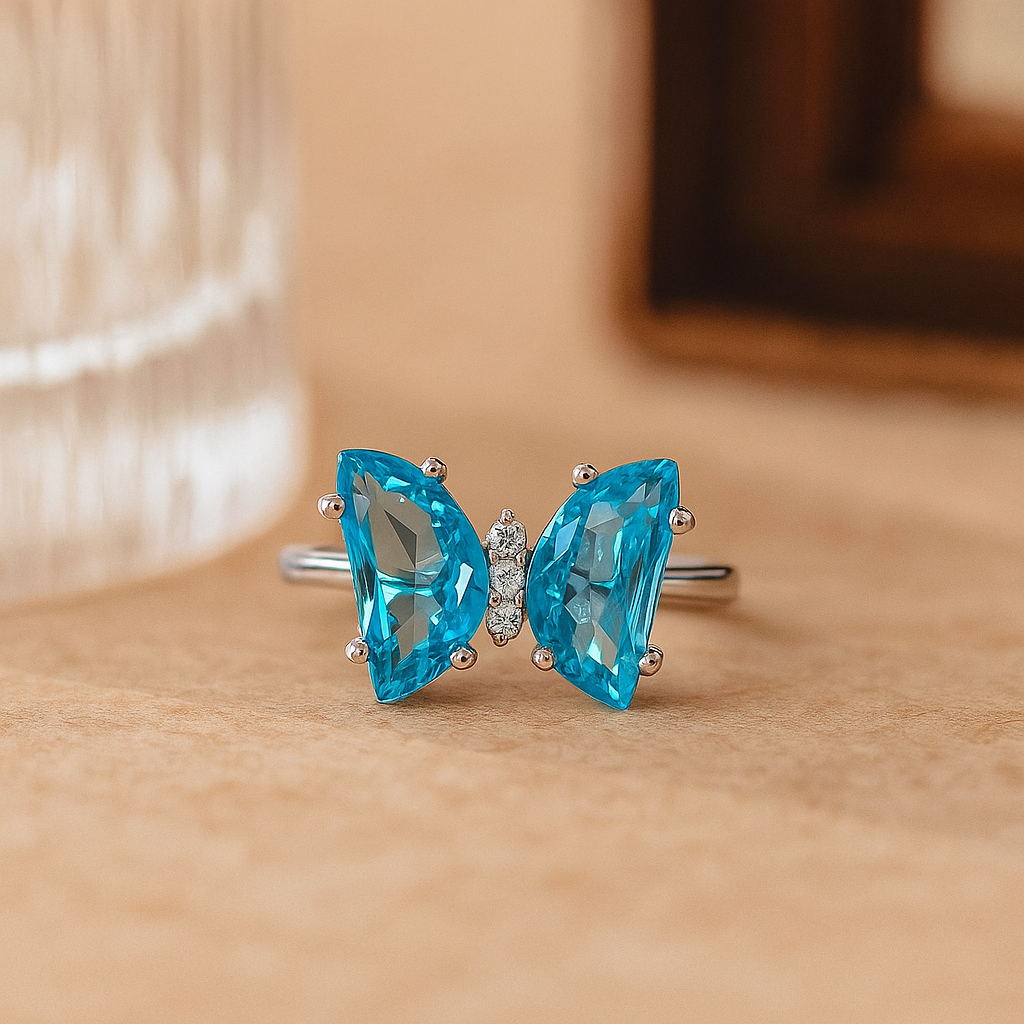 Azure Butterfly Sparkle Ring
