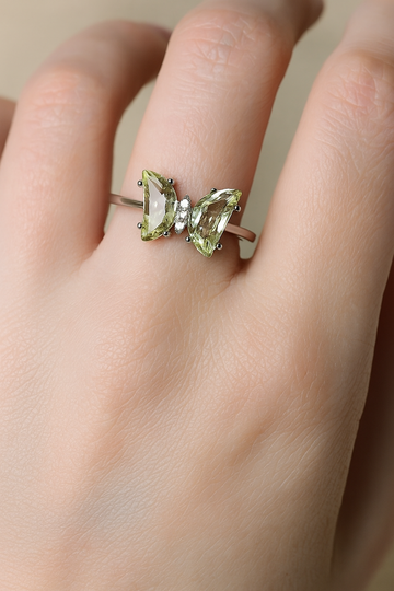 Lime Glow Butterfly Ring