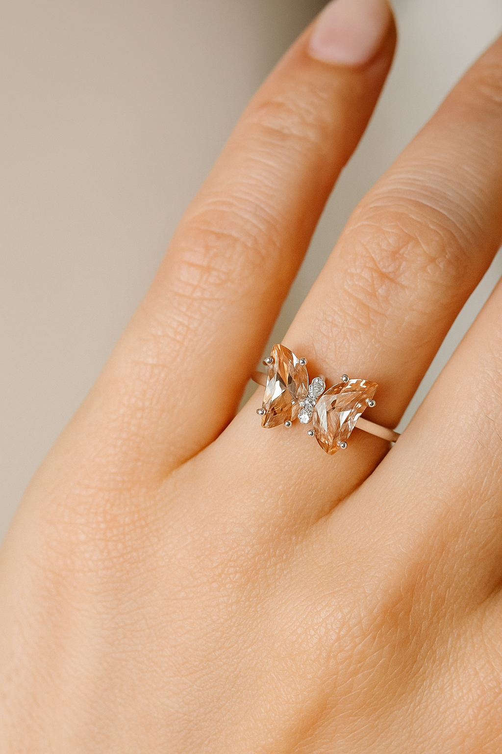 Sunset Blush Butterfly Ring