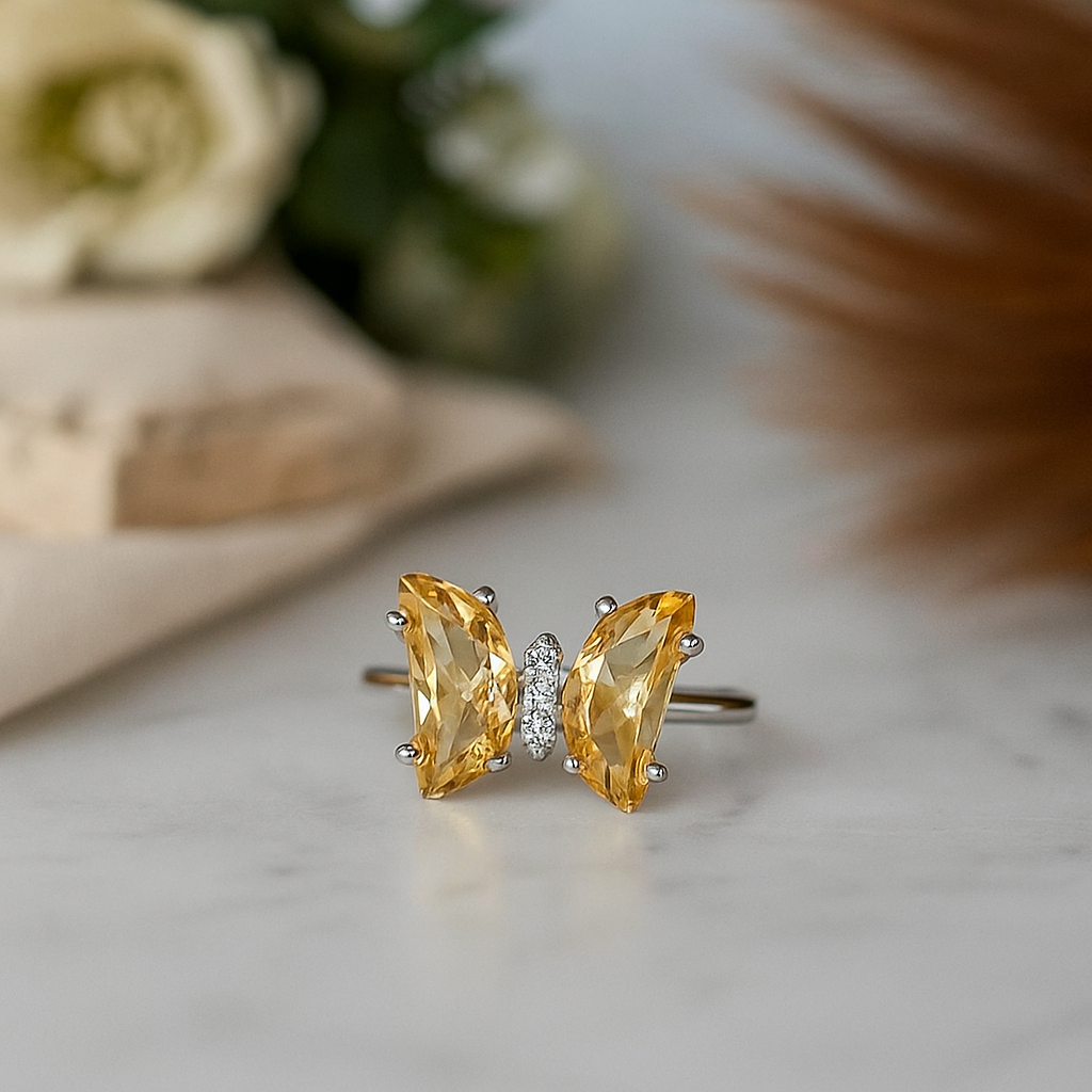 Golden Butterfly Charm Ring