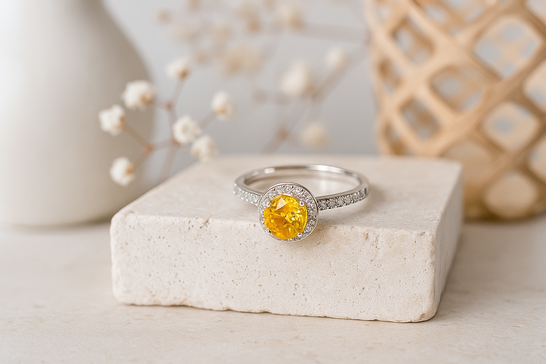 Sunlit Aura Round Halo Ring