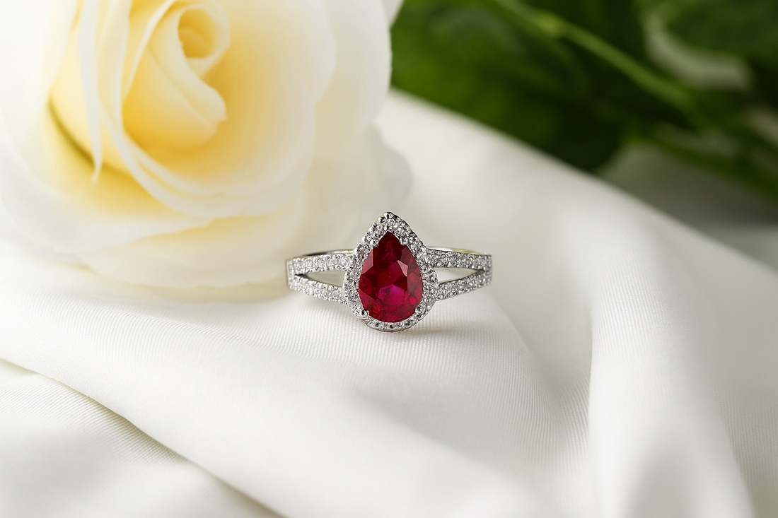 Crimson Drop Dual-Band Ring