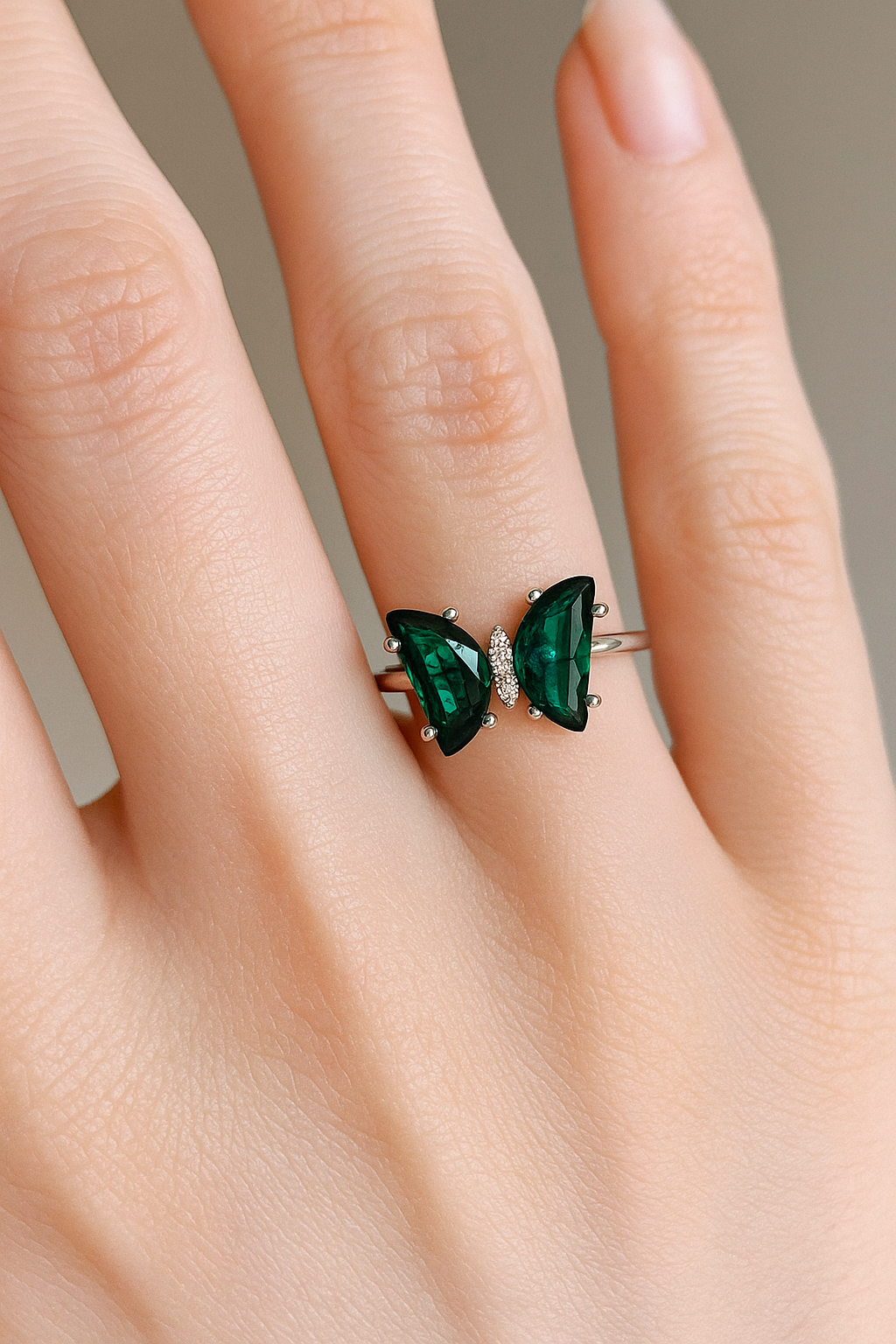 Emerald Grace Butterfly Ring